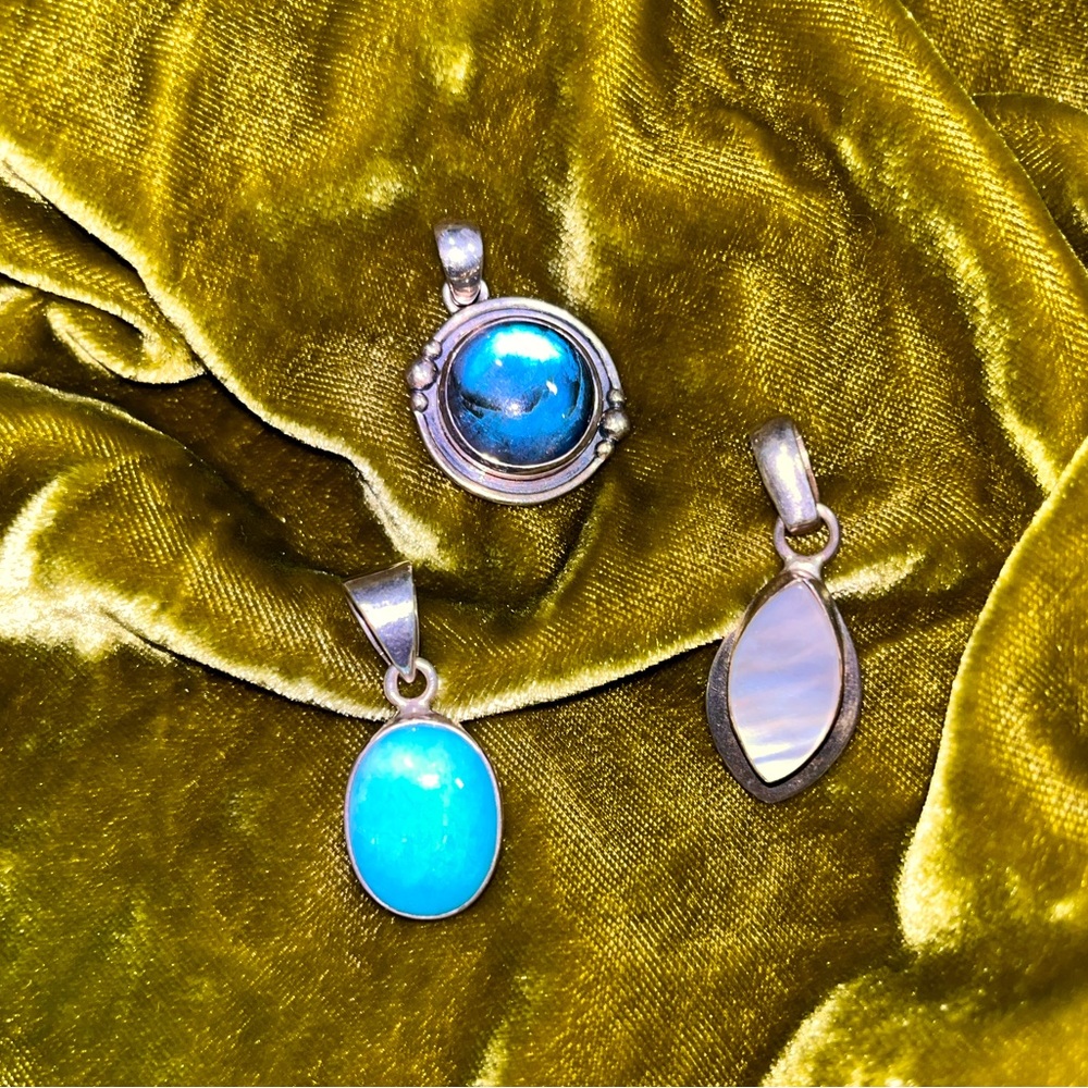 Sterling silver real gemstone pendants